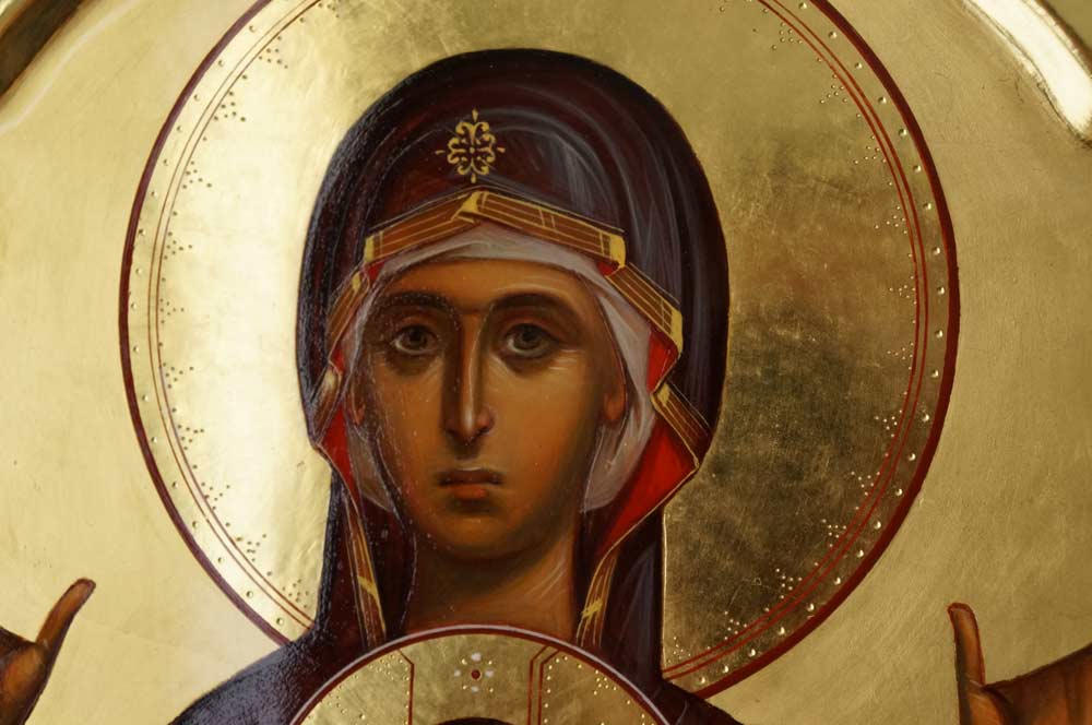 Our Lady of the Sign Znamenie Theotokos Hand Painted Byzantine Orthodox Icon