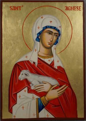 Saint St Agnes of Rome Hand-Painted Orthodox Catholic Icon