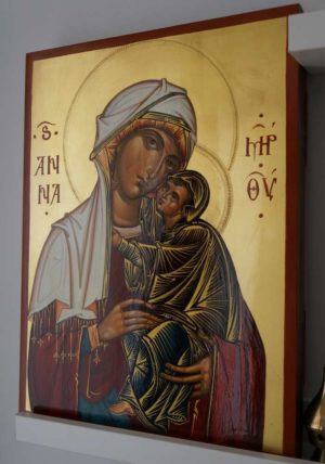 St Saint Anna Anne and the Theotokos Hand Painted Byzantine Orthodox Icon