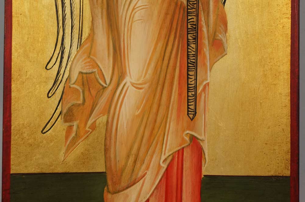 The Guardian Angel Full Body Hand Painted Byzantine Orthodox Icon on Wood