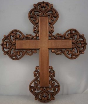 Hand Carved Wooden Orthodox Cross Miniature