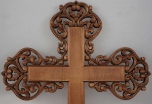 Hand Carved Wooden Orthodox Cross Miniature