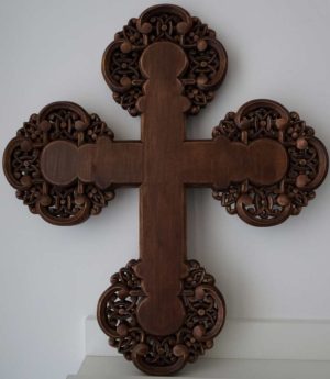 Hand Carved Wooden Orthodox Cross Miniature