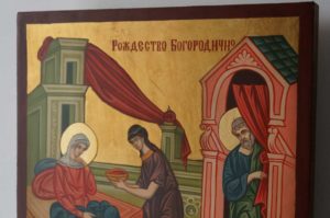 Nativity of the Theotokos Icon Hand Painted Byzantine Orthodox