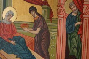 Nativity of the Theotokos Icon Hand Painted Byzantine Orthodox