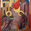 The Annunciation Hand Painted Byzantine Orthodox Icon Archangel Gabriel Theotokos
