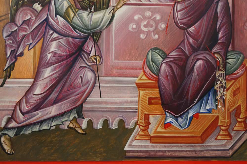 The Annunciation Hand Painted Byzantine Orthodox Icon Archangel Gabriel Theotokos