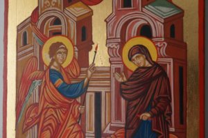 Annunciation of the Theotokos Hand Painted Orthodox Icon on Wood