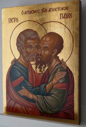 Apostles Peter and Paul Hand Painted Orthodox Icon on Wood