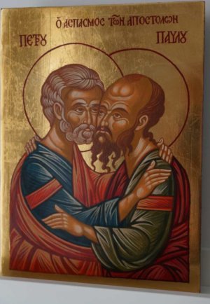 Apostles Peter and Paul Hand Painted Orthodox Icon on Wood