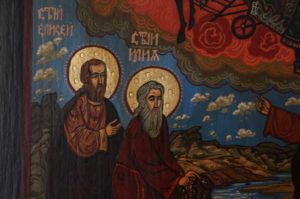 Ascension of Prophet Elijah Hand Painted Orthodox Icon on Wood