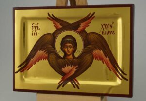 Cherub – polished gold miniature Icon Hand Painted Byzantine Orthodox