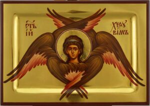 Cherub – polished gold miniature Icon Hand Painted Byzantine Orthodox