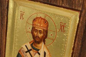 Jesus Christ the Great Hierarch Miniature Icon Hand Painted On Wood