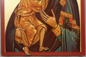 Mother of God Sweet Kissing Hand Painted Byzantine Orthodox Icon on Wood