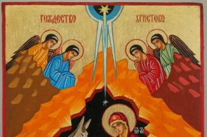 Nativity of Christ Hand Painted Icon Byzantine Orthodox on Wood