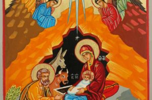 Nativity of Christ Hand Painted Icon Byzantine Orthodox on Wood
