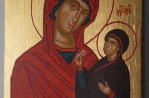 Saint Anna and Mary small Hand Painted Byzantine Icon