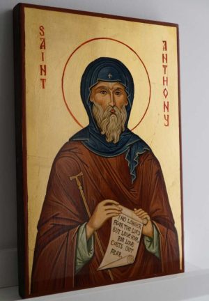 Saint Anthony the Great Icon Hand Painted On Wood