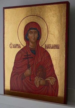 Saint Mary Magdalene Hand Painted Byzantine Icon on Wood