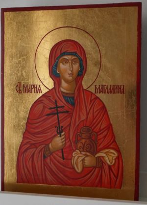 Saint Mary Magdalene Hand Painted Byzantine Icon on Wood