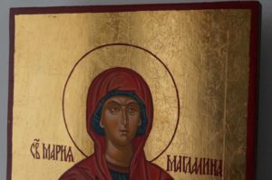 Saint Mary Magdalene Hand Painted Byzantine Icon on Wood
