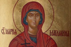 Saint Mary Magdalene Hand Painted Byzantine Icon on Wood