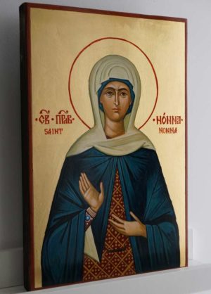 Saint Nonna Hand Painted Byzantine Orthodox Icon on Wood