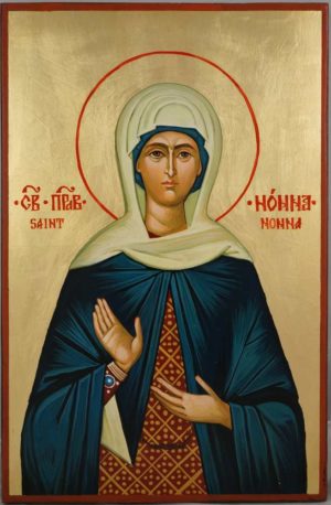 Saint Nonna Hand Painted Byzantine Orthodox Icon on Wood