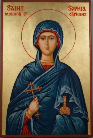 Saint Sophia Mother of Orphans Hand Painted Icon on Wood