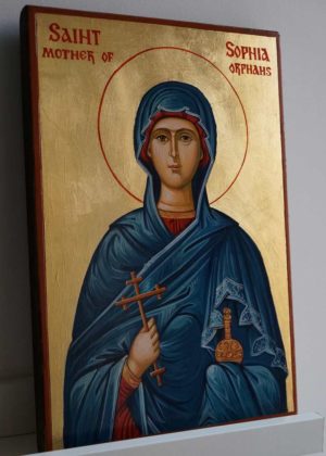 Saint Sophia Mother of Orphans Hand Painted Icon on Wood