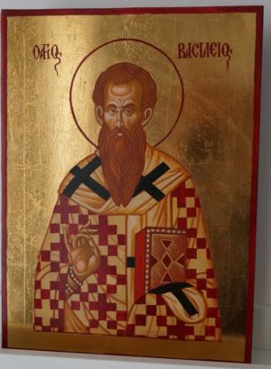 St Basil the Great Hand Painted Orthodox Icon on Wood