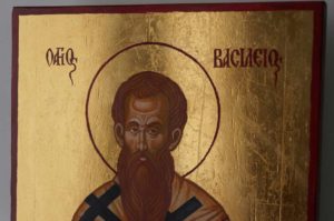 St Basil the Great Hand Painted Orthodox Icon on Wood