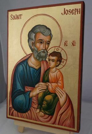 St Joseph and Child Jesus Large Hand Painted Orthodox Icon