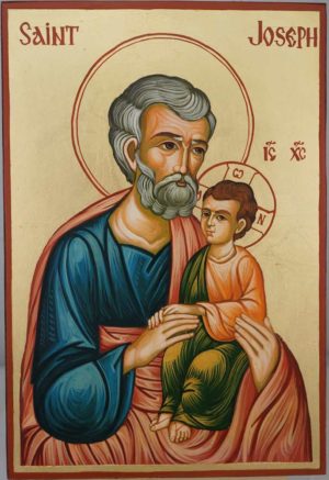 St Joseph and Child Jesus Large Hand Painted Orthodox Icon