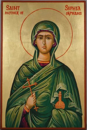 St Sophia Mother of Orphans Hand Painted Icon on Wood