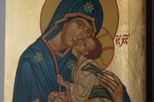 Theotokos Eleusa Sweet Kissing Hand Painted Byzantine Icon