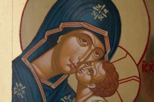 Theotokos Eleusa Sweet Kissing Hand Painted Byzantine Icon