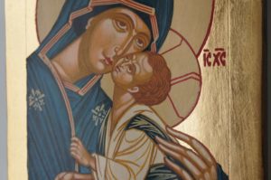 Theotokos Eleusa Sweet Kissing Hand Painted Byzantine Icon