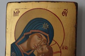 Theotokos Eleusa Sweet Kissing Small Hand Painted Orthodox Icon