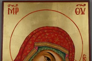 Theotokos Eleusa Virgin Mary Sweet Kissing Hand Painted Orthodox Icon on Wood