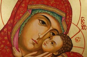 Theotokos Eleusa Virgin Mary Sweet Kissing Hand Painted Orthodox Icon on Wood