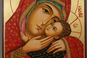 Theotokos Eleusa Virgin Mary Sweet Kissing Hand Painted Orthodox Icon on Wood