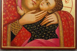 Theotokos Eleusa Virgin Mary Sweet Kissing Hand Painted Orthodox Icon on Wood