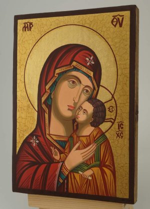 Theotokos Sweet Kissing small Icon Hand Painted Orthodox