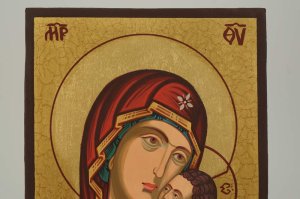 Theotokos Sweet Kissing small Icon Hand Painted Orthodox
