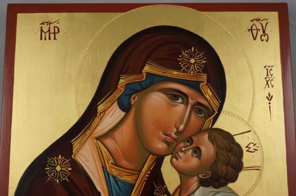 Theotokos Sweet Loving Hand Painted Byzantine Orthodox Icon on Wood