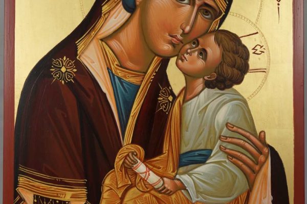 Theotokos Sweet Loving Hand Painted Byzantine Orthodox Icon on Wood