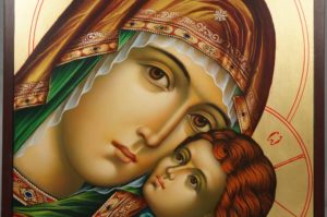 Theotokos Sweet Kissing Hand Painted Byzantine Icon Tenderness