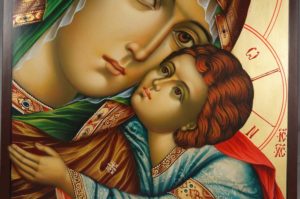 Theotokos Sweet Kissing Hand Painted Byzantine Icon Tenderness